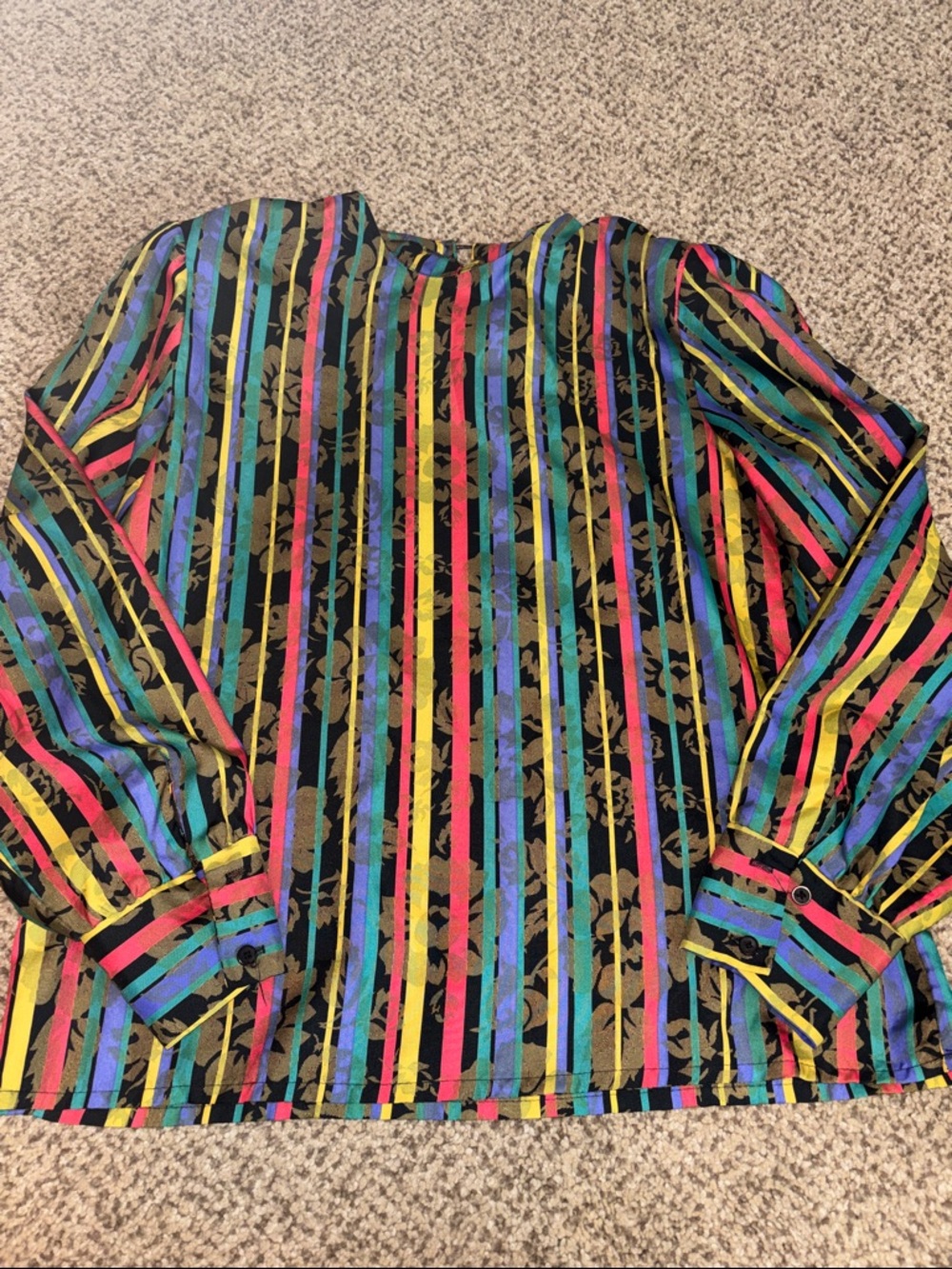 Vintage Avon Fashions Multi-Color Striped Blouse Small